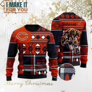 Chicago Bears Vintage Custom Name 3D Ugly Christmas Sweater Perfect Christmas Gift for a Chicago Bears Fan 3
