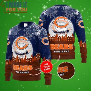 Chicago Bears Ugly Sweater Xmas Night Personalized 3D Ugly Christmas Sweater Perfect Christmas Gift for a Chicago Bears Fan 4