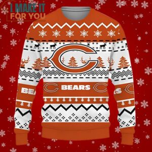 Merry Christmas Snow Pattern Funny Cute Chicago Bears Ugly Christmas Sweater Perfect Christmas Gift for a Chicago Bears Fan 2
