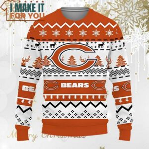 Merry Christmas Snow Pattern Funny Cute Chicago Bears Ugly Christmas Sweater Perfect Christmas Gift for a Chicago Bears Fan 3