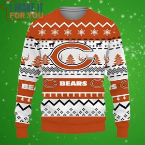Merry Christmas Snow Pattern Funny Cute Chicago Bears Ugly Christmas Sweater Perfect Christmas Gift for a Chicago Bears Fan 4