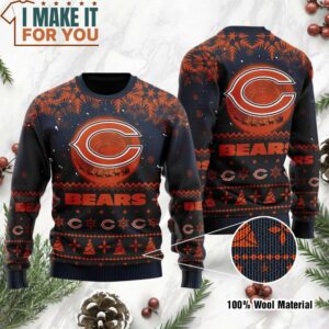 Chicago Bears Santa Claus In The Moon Ugly Christmas Sweater, Christmas Gifts for Chicago Bears Fans
