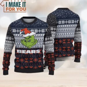 NFL Chicago Bears Christmas 3D Grinch Ugly Sweater For Fans Christmas Gifts for Chicago Bears Fans 2
