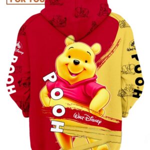 Red and Yellow Winnie The Pooh Hoodie Great Gift for Any Cartoon Lover 2