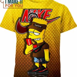 Bart Simpson Bape Supreme Nike Louis Vuitton The Simpsons Shirt, Stylish Nike Graphic Tee