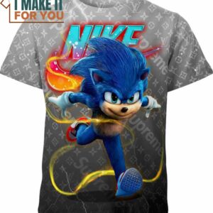 Sonic the Hedgehog Nike Louis Vuitton Supreme Shirt, Unique Nike Graphic Tee for Men Sonic the Hedgehog Nike Louis Vuitton Supreme Shirt, Unique Nike Graphic Tee for Men