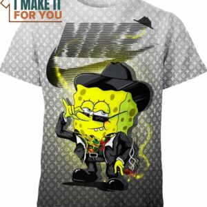 Spongebob Squarepants Nike Louis Vuitton Shirt, Unique Nike Graphic Tee for Men Spongebob Squarepants Nike Louis Vuitton Shirt, Unique Nike Graphic Tee for Men