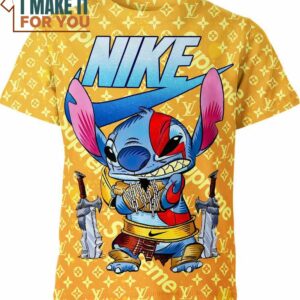 Stitch Kratos Nike Louis Vuitton God of war Shirt, Unique Nike Graphic Tee for Men
