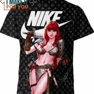 Unbreakable Red Sonja Nike Louis Vuitton Supreme Marvel Comics Shirt, Unique Nike Graphic Tee for Men