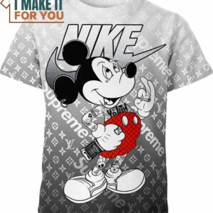 Mickey Mouse Tatoo Nike Louis Vuitton Shirt, Unique Nike Graphic Tee for Men