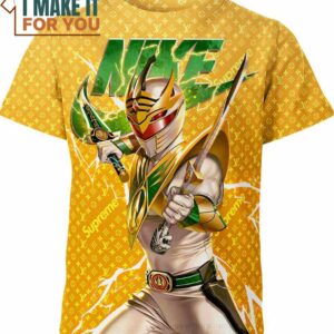 Mighty Morphin Yellow Power Rangers Nike Louis Vuitton Supreme Shirt, Unique Nike Graphic Tee for Men