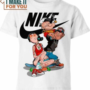 Olive Oyl and Popeye the Sailor Nike Shirt, Unique Nike Graphic Tee for Men Olive Oyl and Popeye the Sailor Nike Shirt, Unique Nike Graphic Tee for Men