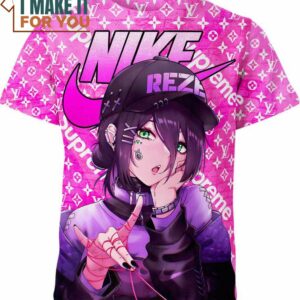 Reze Cute Nike Louis Vuitton Supreme Chainsaw Man Shirt, Unique Nike Graphic Tee for Men