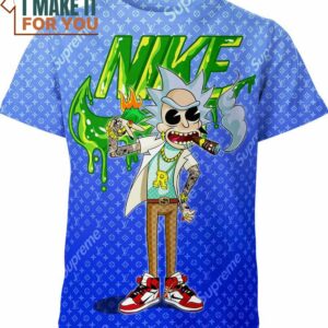 Rick And Morty Nike Louis Vuitton Supreme Shirt, Unique Nike Graphic Tee for Men