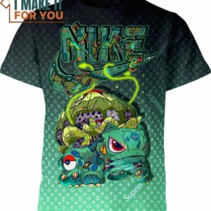 Bulbasaur Nike Just Do It Louis Vuitton Supreme Pokemon Shirt, Perfect Gift for Any Pokemon Lover