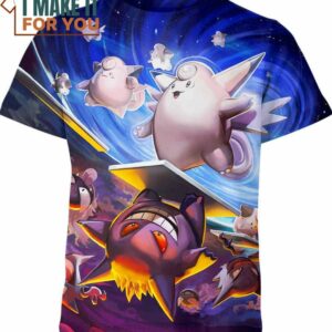 Clefable Vs Gengar Pokemon Anime Shirt, Perfect Gift for Any Pokemon Lover