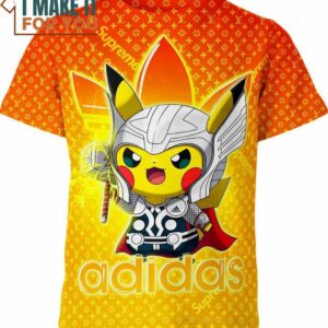 Pikachu X Thor Adidas Louis Vuitton Supreme Pokemon Shirt, Perfect Gift for Any Pokemon Lover