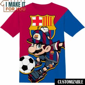 Football FC Barcelona Super Mario T-Shirt, Football Shirts for Fans Who Want to Stand Out