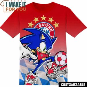 Football FC Bayern Munich Sonic the Hedgehog T-Shirt, Football Shirts for Fans Who Want to Stand Out