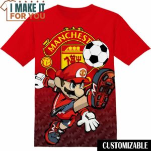 Football Manchester United Super Mario T-Shirt, Football Shirts for Fans Who Want to Stand Out