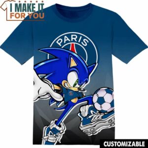 Football Paris Saint Germain FC Sonic the Hedgehog T-Shirt, Football Shirts for Fans Who Want to Stand Out