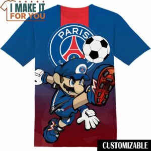 Football Paris Saint Germain FC Super Mario T-Shirt, Football Shirts for Fans Who Want to Stand Out