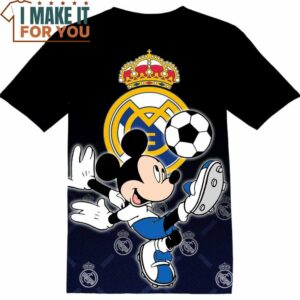 Football Real Madrid Black Disney Mickey Tshirt Adult And Kid Tshirt, Best Gift for Fan