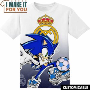 Football Real Madrid Sonic the Hedgehog T-Shirt, Football Shirts for Fans Who Want to Stand Out