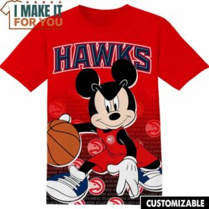 NBA Atlanta Hawks Disney Mickey T-Shirt, Perfect NBA Graphic Tee for Fan