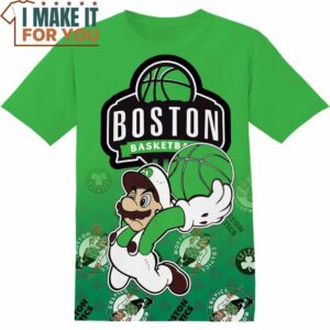 NBA Boston Celtics Super Mario T-Shirt, Perfect NBA Graphic Tee for Fan