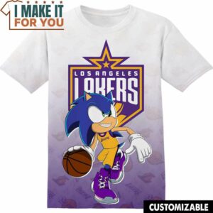 NBA Los Angeles Lakers Sonic the Hedgehog T-Shirt, Perfect NBA Graphic Tee for Fan