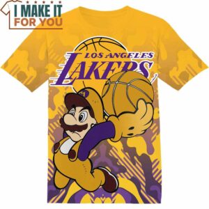 NBA Los Angeles Lakers Super Mario T-Shirt, Perfect NBA Graphic Tee for Fan