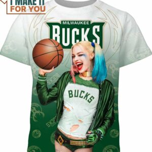NBA Milwaukee Bucks DC Harley Quinn T-Shirt, Perfect NBA Graphic Tee for Fan