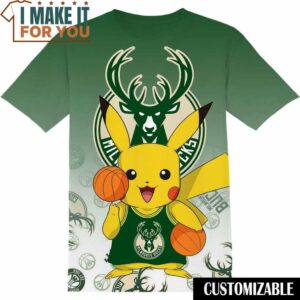 NBA Milwaukee Bucks Pokemon Pikachu T-Shirt, Perfect NBA Graphic Tee for Fan