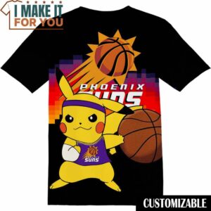 NBA Phoenix Suns Pokemon Pikachu T-Shirt, Perfect NBA Graphic Tee for Fan