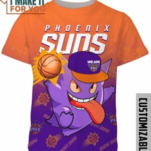 NBA Phoenix Suns Pokemon Gengar T-Shirt, Perfect NBA Graphic Tee for Fan