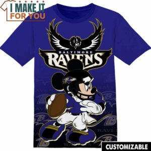 NFL Baltimore Ravens Mickey T-Shirt, NFL Graphic Tee for Men, Women, and Kids