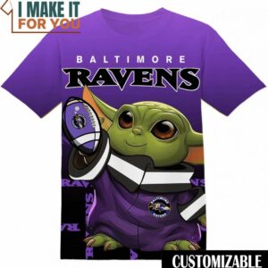 NFL Baltimore Ravens Star Wars Grogu Baby Yoda T-Shirt, NFL Graphic Tee for Men, Women, and Kids