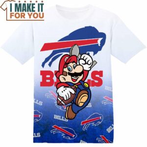 NFL Buffalo Bills Super Mario T-Shirt, NFL Graphic Tee for Men, Women, and Kids