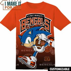 NFL Cincinnati Bengals Sonic the Hedgehog T-Shirt, NFL Graphic Tee for Men, Women, and Kids
