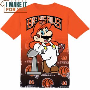 NFL Cincinnati Bengals Super Mario T-Shirt, NFL Graphic Tee for Men, Women, and Kids