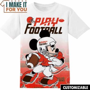 NFL Cleveland Browns Youth Disney Mickey T-Shirt, NFL Graphic Tee for Men, Women, and Kids