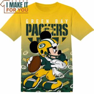 NFL Green Bay Packers Mickey T-Shirt, NFL Graphic Tee for Men, Women, and Kids
