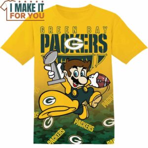 NFL Green Bay Packers Super Mario T-Shirt, NFL Graphic Tee for Men, Women, and Kids