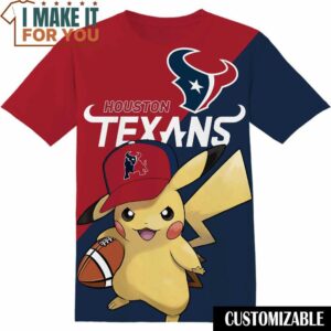 NFL Houston Texans Pokemon Pikachu T-Shirt, NFL Graphic Tee for Men, Women, and Kids