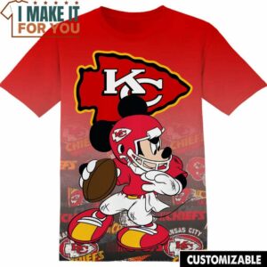 NFL Kansas City Chiefs Red Mickey T-Shirt, NFL Graphic Tee for Men, Women, and Kids