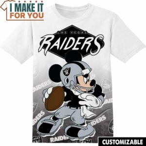 NFL Las Vegas Raiders Mickey T-Shirt, NFL Graphic Tee for Men, Women, and Kids