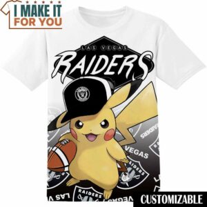 NFL Las Vegas Raiders Pokemon Pikachu T-Shirt, NFL Graphic Tee for Men, Women, and Kids