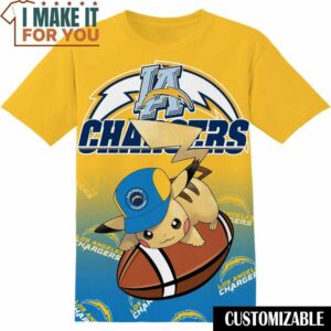NFL Los Angeles Chargers Pokemon Pikachu T-Shirt, NFL Graphic Tee for Men, Women, and Kids
