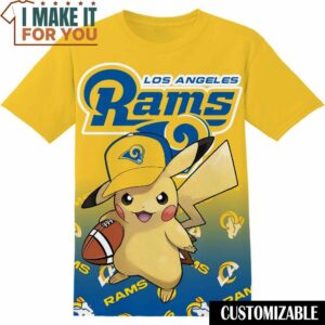 NFL Los Angeles Rams Pokemon Pikachu T-Shirt, NFL Graphic Tee for Men, Women, and Kids